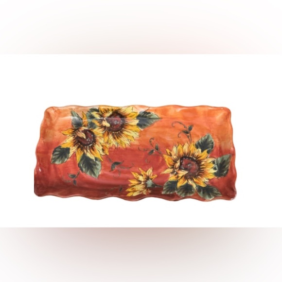 Sunset sunflowers Orange Sunflower Ceramic Tray - Picture 2 of 5